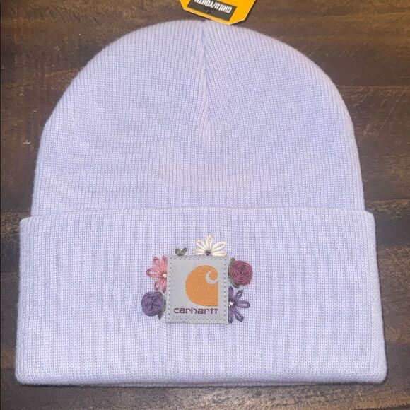 Carhartt Other - Carhartt Kids' Light Purple Floral Beanie Hand stitched